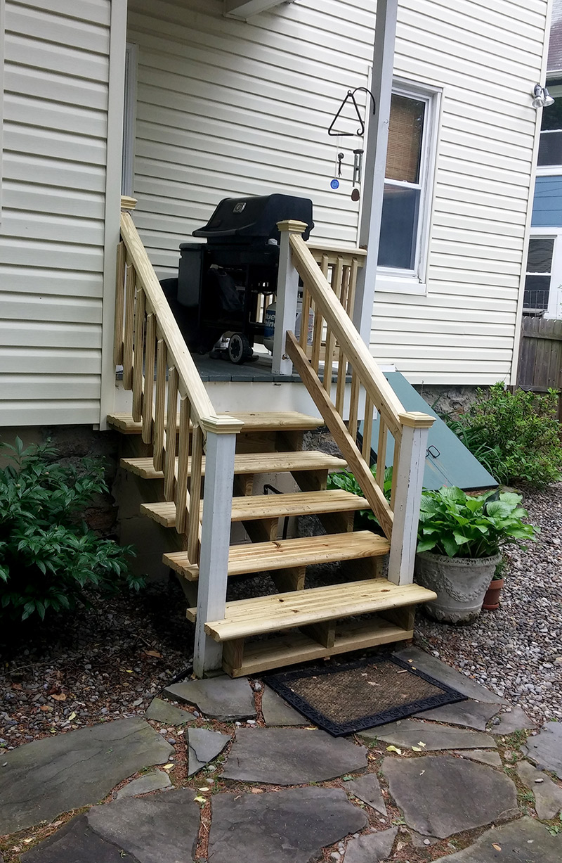 Porch Exterior Update Exterior wooden stairs for home entry